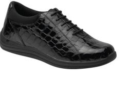 Drew Shoe Tulip 10202-1P Black Croc Patent Leather